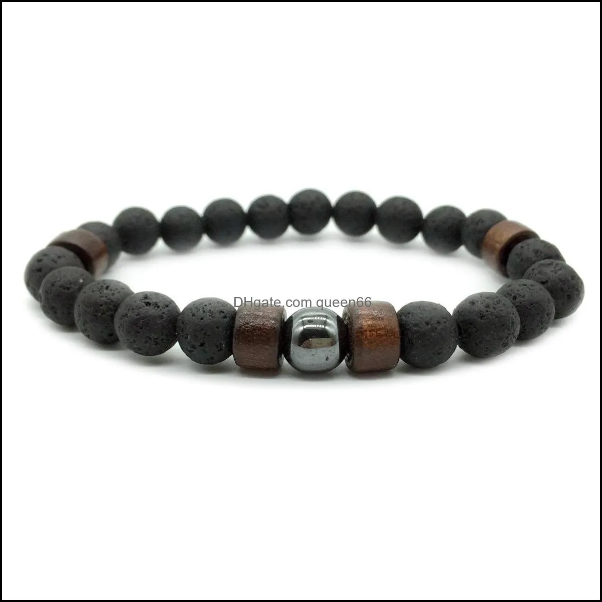 natural lava rock stone beads strand bracelet mem unisex bracelet wooden bead  oil diffuserbracelets for women