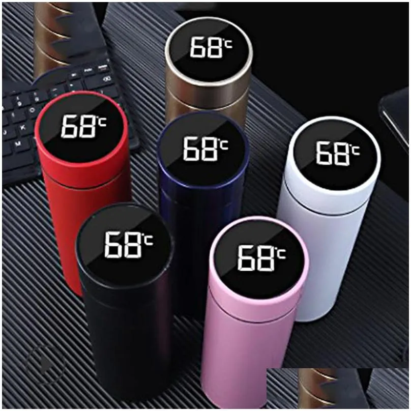 500ml smart vacuum flask led tumblers drinkware temperature display travel mug water bottles