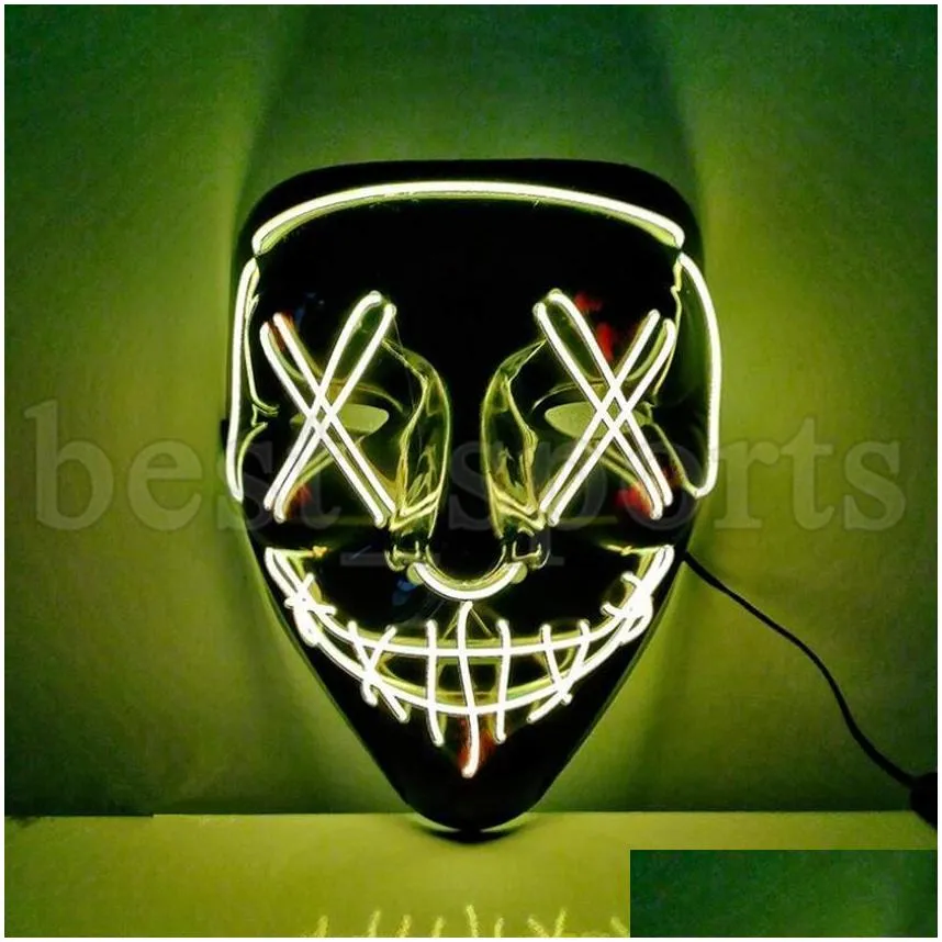 halloween horror mask cosplay led mask light up el wire scary glow in dark masque festival supplies 916