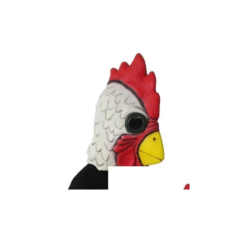 white latex rooster adults mad chicken cockerel mask halloween scary funny masquerade cosplay mask party mask 220704
