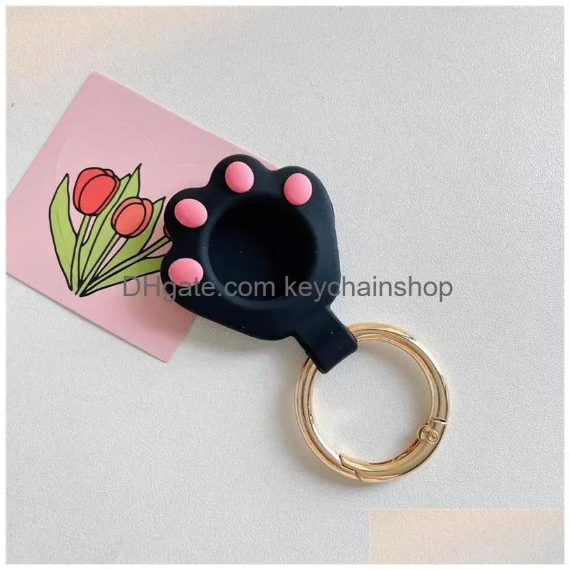 pet cat paw key rings airtags air tags locator tracker covers silicone protective case anti lost antiscratch fall device cartoon keychains bag charms