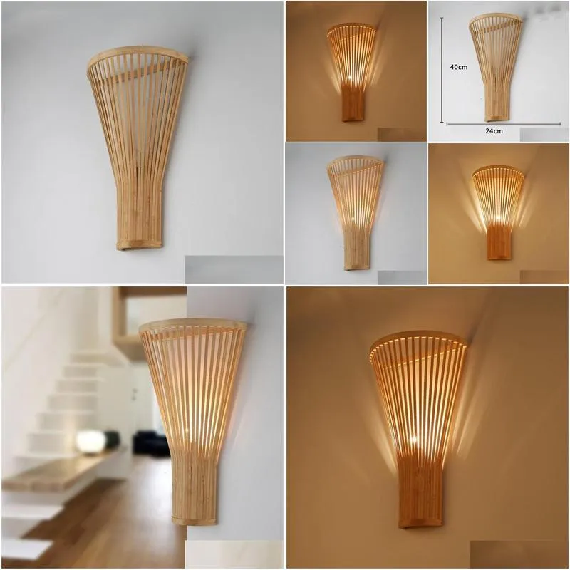 rural decoration bamboo e27 wall lamp creative garden woodiness wall light farm house el stair corridor indoor decor lamp