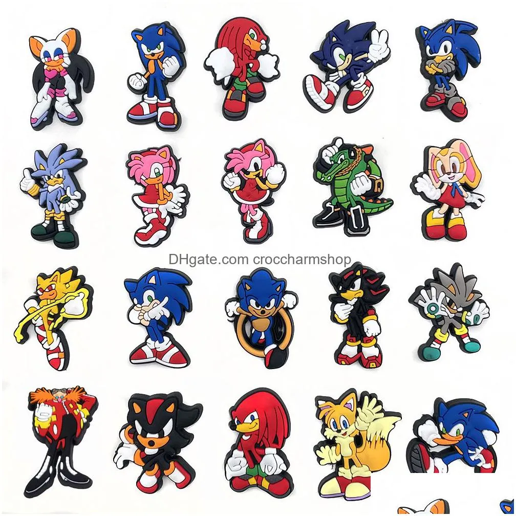 anime charms wholesale childhood memories game sonic cartoon croc charms shoe accessories pvc decoration buckle soft rubber clog charms fast