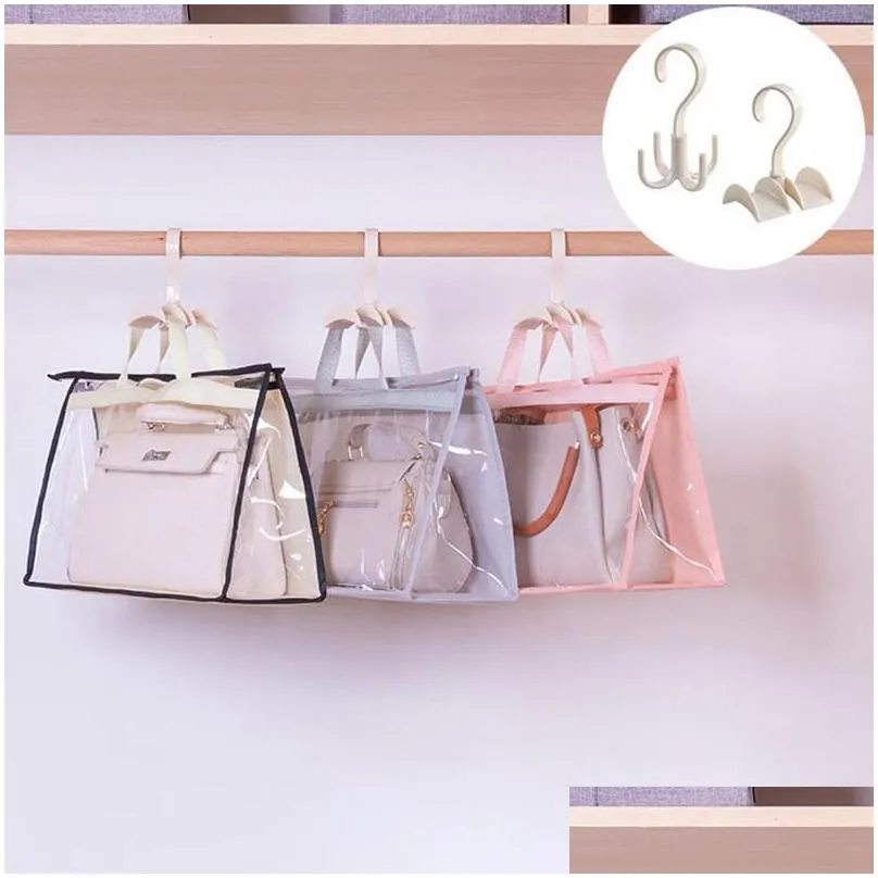 dustproof storage bag closet wardrobe organizer hanging handbag transparent door wall sundry shoe storage bag