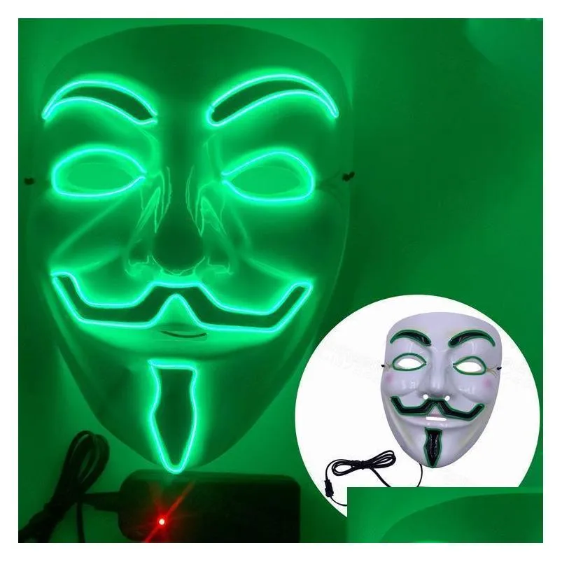 designer glowing face mask halloween decorations glow cosplay coser masks pvc material led lightning women men costumes for adults home decor