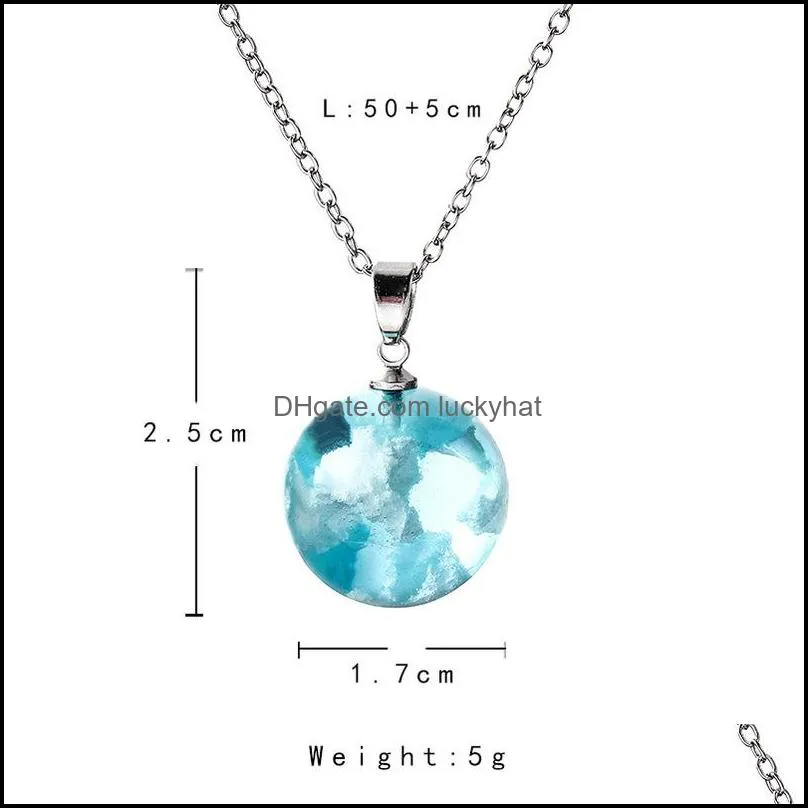wholesale handmade fashion women acrylic necklace jewelry transparent ball shape pedant dainty sky necklace