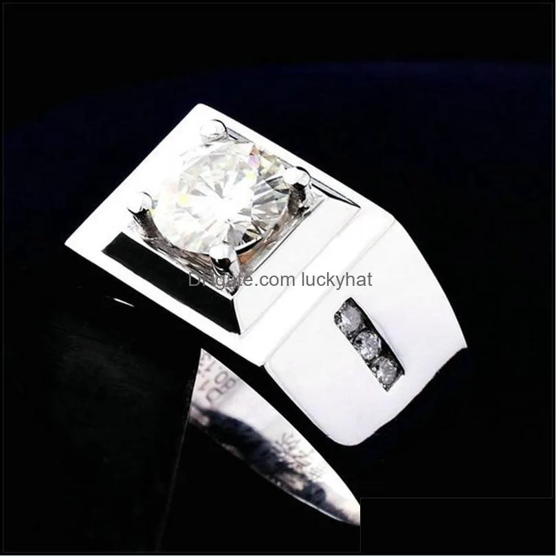 mossan stone ring male 18k platinum dcolor diamond ring excellent white atmosphere of the classic business authentic male ring 727 t2