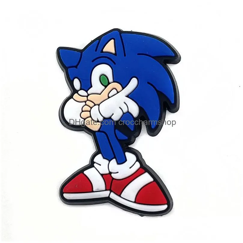 anime charms wholesale childhood memories game sonic cartoon croc charms shoe accessories pvc decoration buckle soft rubber clog charms fast