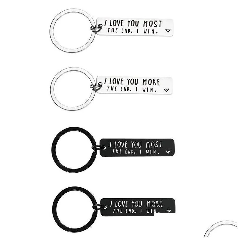 i love you most more keyrings the end i win couples keychain party favor stainless steel key holders