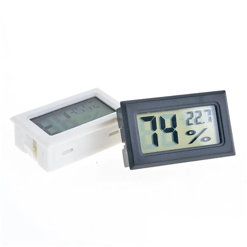 black/white mini digital lcd environment thermometer hygrometer humidity temperature meter in room refrigerator icebox 