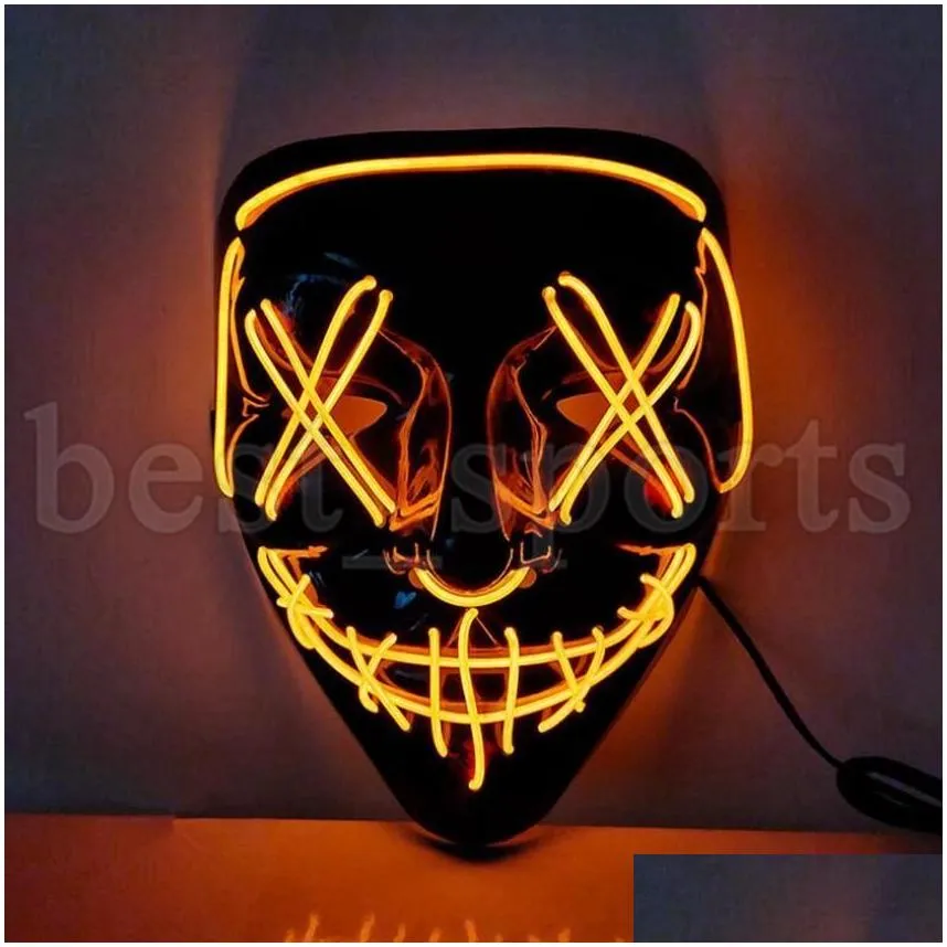  halloween horror mask cosplay led mask light up el wire scary glow in dark masque festival supplies 916