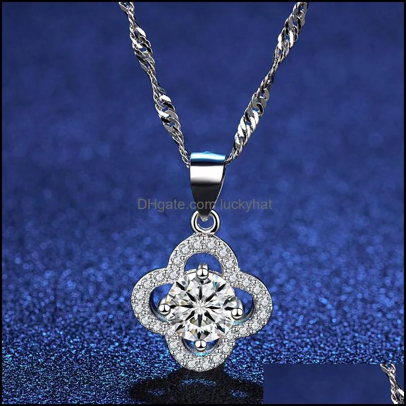 30 sterling silver add white cooper zircon pendant imitation mossan diamond necklace womens lucky clover jewelry 1812 q2