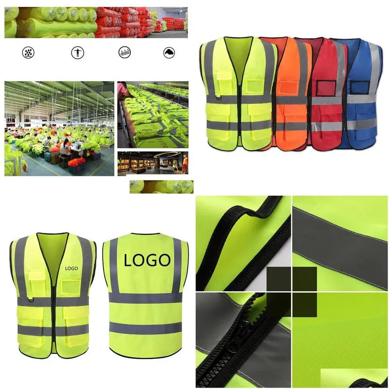 high visibility working safety construction warning reflective traffic work vest green reflect safe clothing mens vests