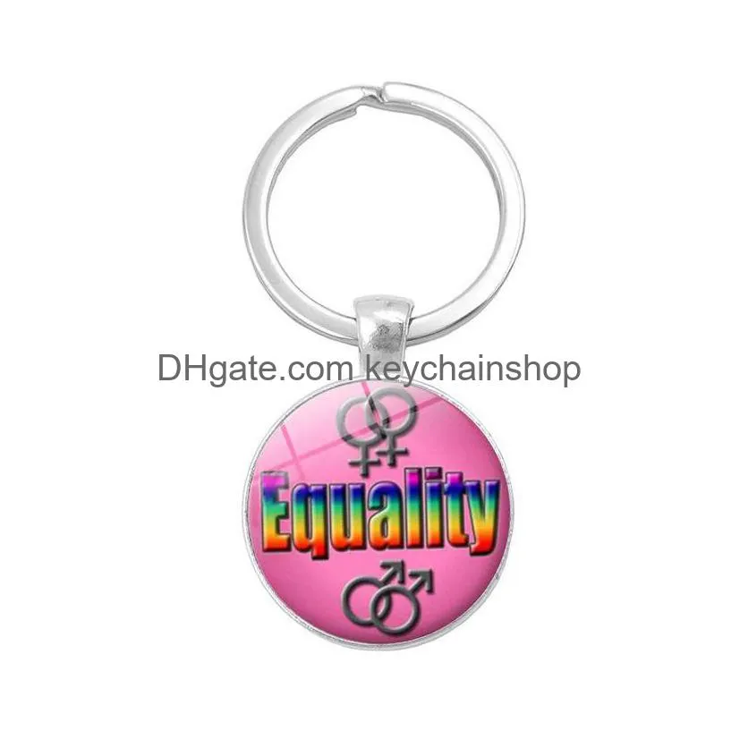 fashion gay lesbian pride sign keychains for women men rainbow color glass gemstone charm key chains lgbt jewelry accessories