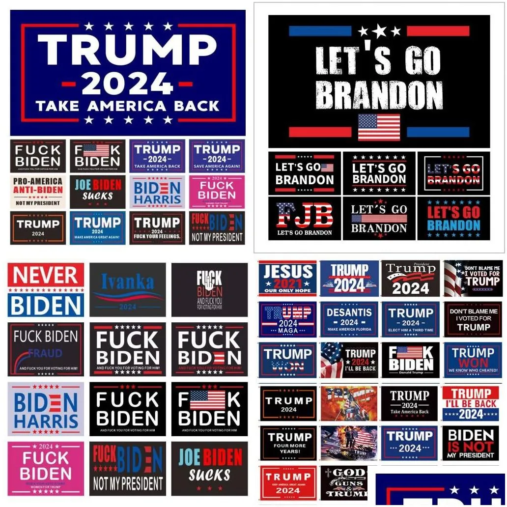 3 5ft lets go brandon banner flag 90 150cm trump 2024 outdoor indoor small garden flags wholesale