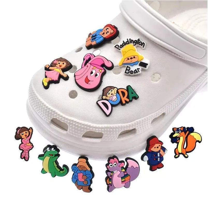 anime charms wholesale childhood memories girl dolls cartoon croc charms shoe accessories pvc decoration buckle soft rubber clog charms fast