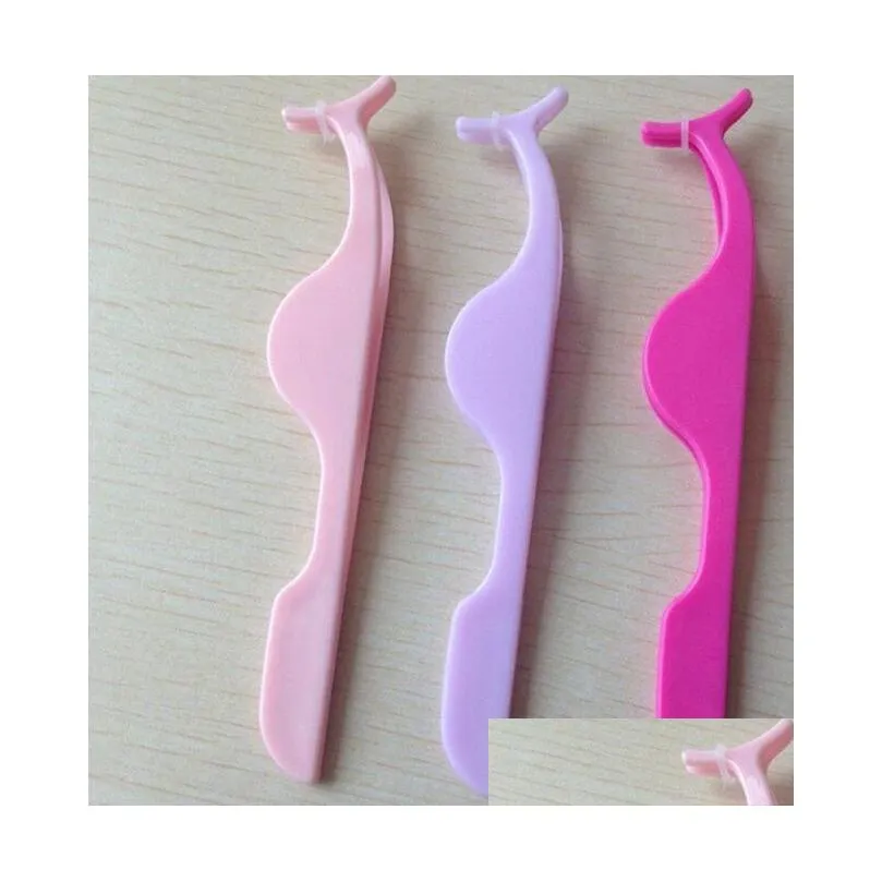 wholesale practical clip tweezer nipper tool plastic false eyelashes curler extension applicator remover make up