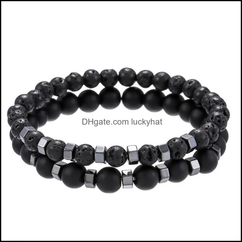 beaded bracelet men 8mm lava tiger eye stone bead charm men bracelet sets