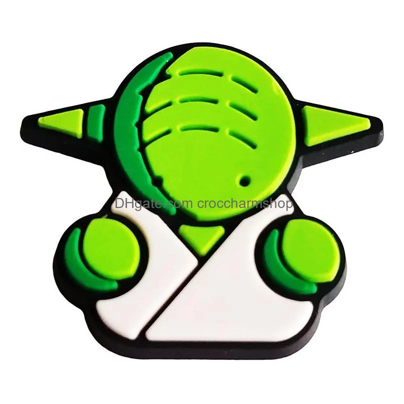 anime charms wholesale childhood memories baby green elf funny gift cartoon croc charms shoe accessories pvc decoration buckle soft rubber clog charms fast