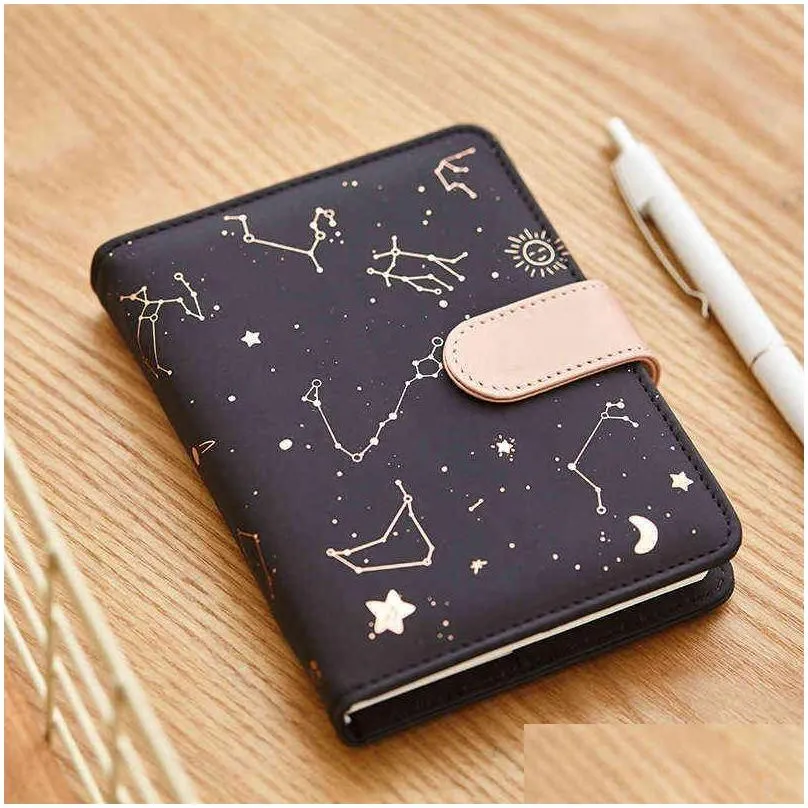 agenda 2022 planner notebook undated starry sky a6 small diary fullyear planner undated daily monthly plan soft leather cover 211103