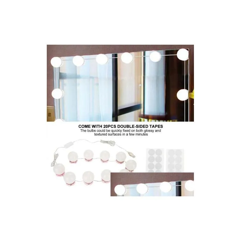 10 bulbs vanity led makeup mirror lights dimmable bulb warm/cold tones dressing mirror decorative led bulbs kit makeup accessory