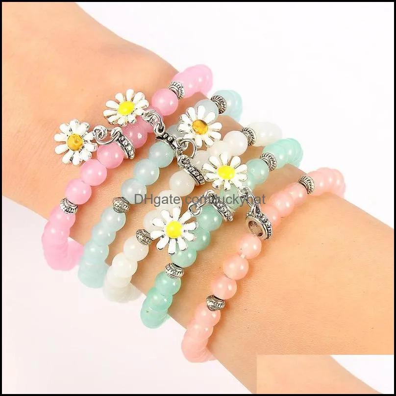 custom bracelets fashion bohemian style  colored crystal glass beads bracelet daisy flower girl bracelet