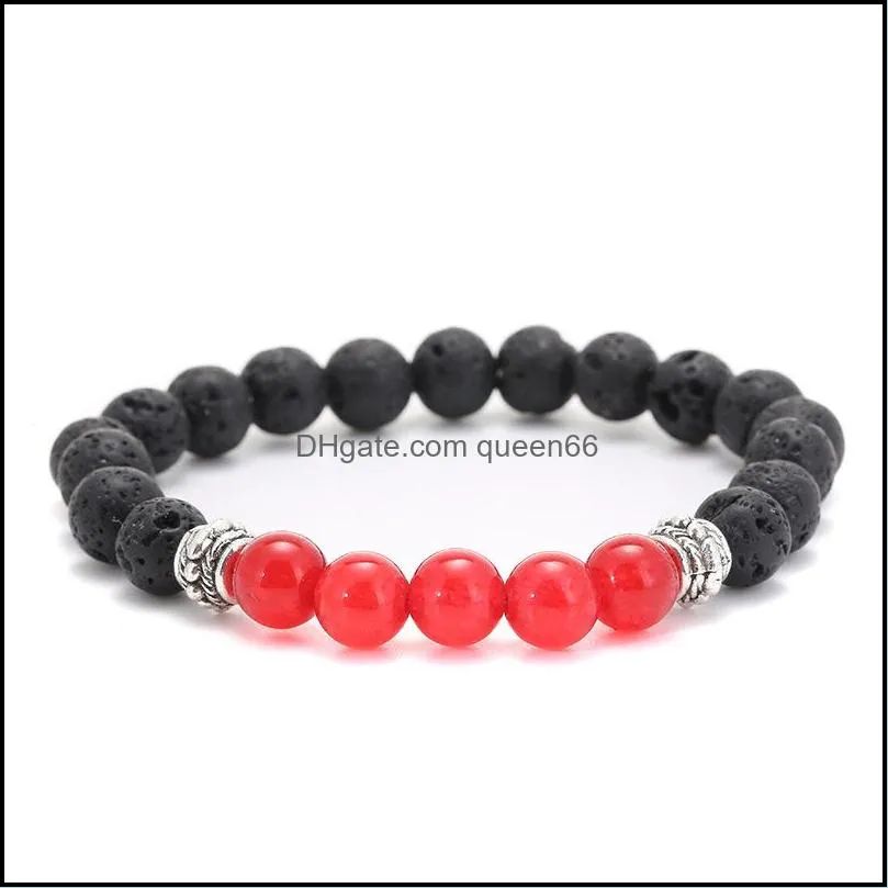 8mm natural black lava stone white turquoise bracelet diy aromatherapy essential oil diffuser bracelet for women men