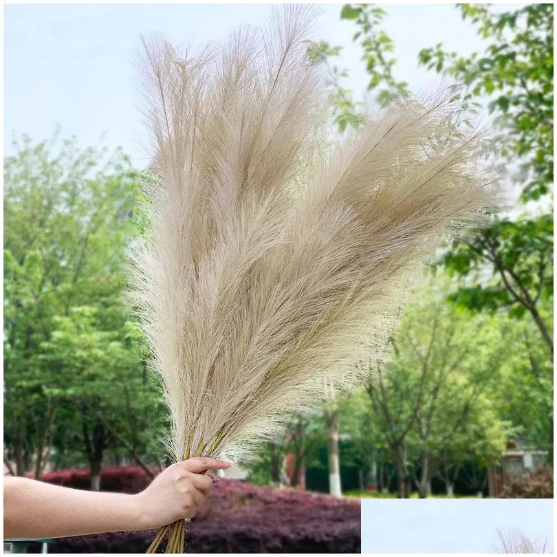 decorative flowers wreaths 120cm natural reed bouquet artificial pampas grass dried flower for home room decor wedding birthday party