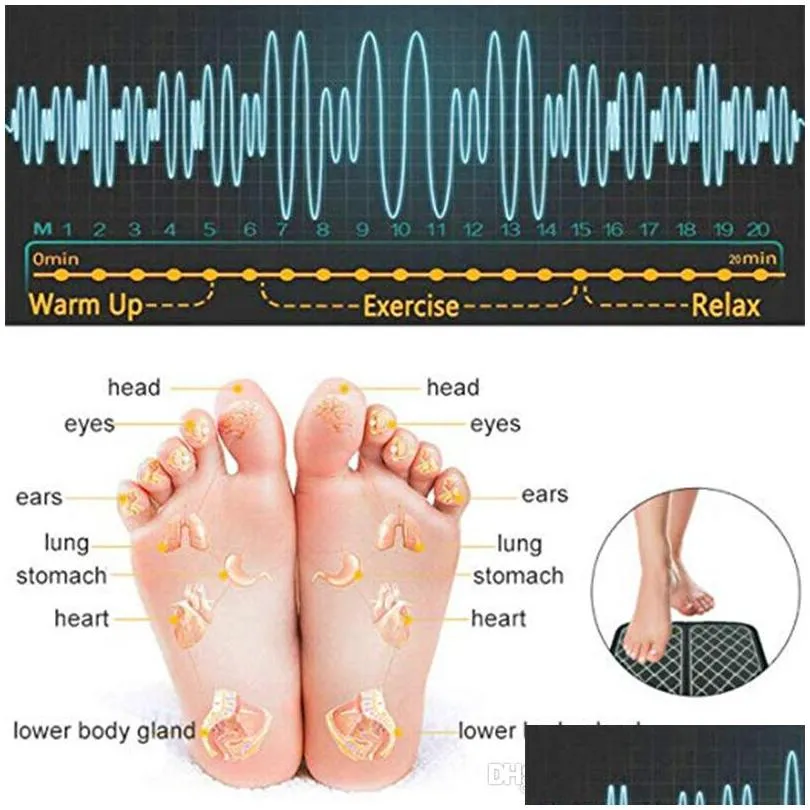 electric ems foot massage pad acupuncture stimulator pulse muscle massager feet massage cushion usb foot care tool machine