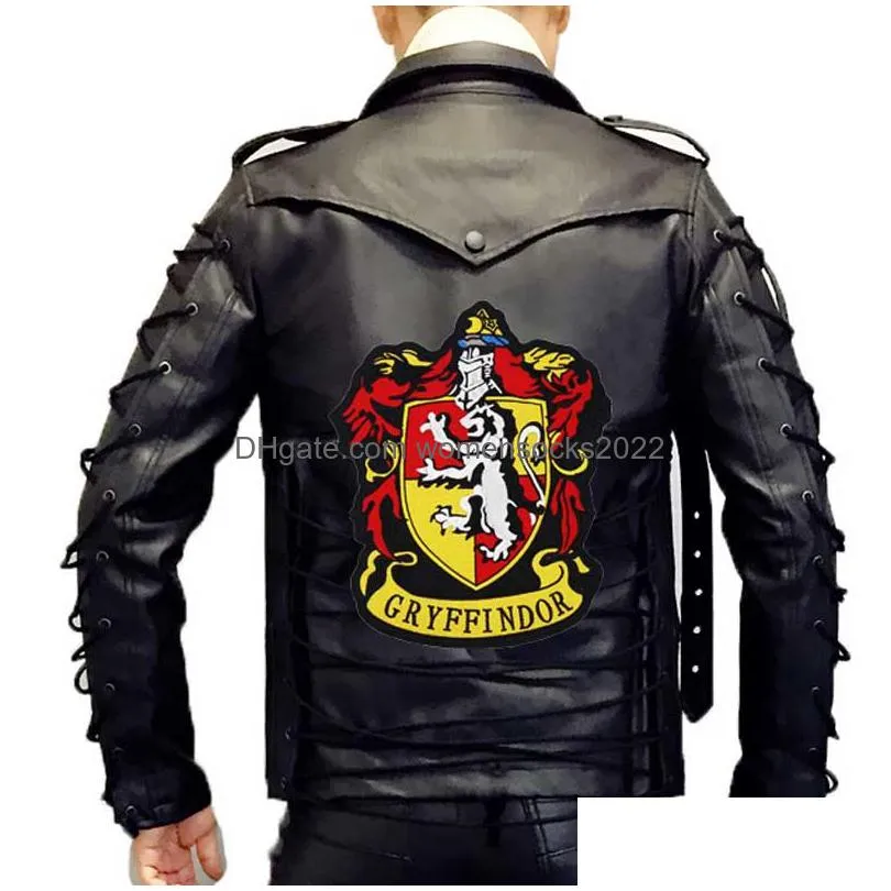 cryffindor large punk embroidered iron on backing biker badge for jacket jeans