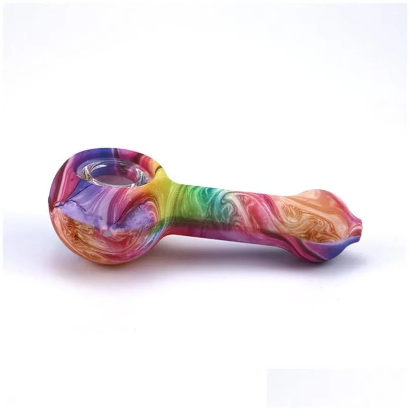 colourful silicone spoon smoking pipe foodgrade silicone water bong pipes for tobacco