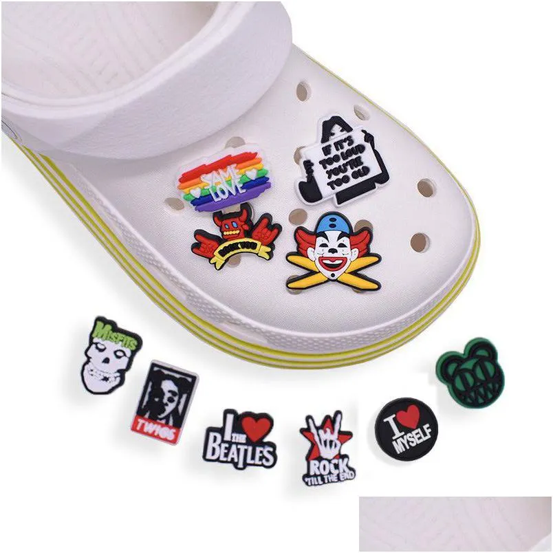 anime charms wholesale childhood memories misfits rock funny gift cartoon croc charms shoe accessories pvc decoration buckle soft rubber clog charms fast