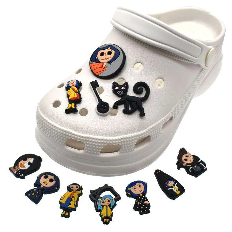 anime charms wholesale childhood memories coraline ghost mother funny gift cartoon croc charms shoe accessories pvc decoration buckle soft rubber clog