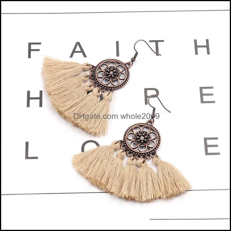 bohemian tassel earrings for women girls vintage round long dangle drop hook earring wedding jewelry dhs 58xy f