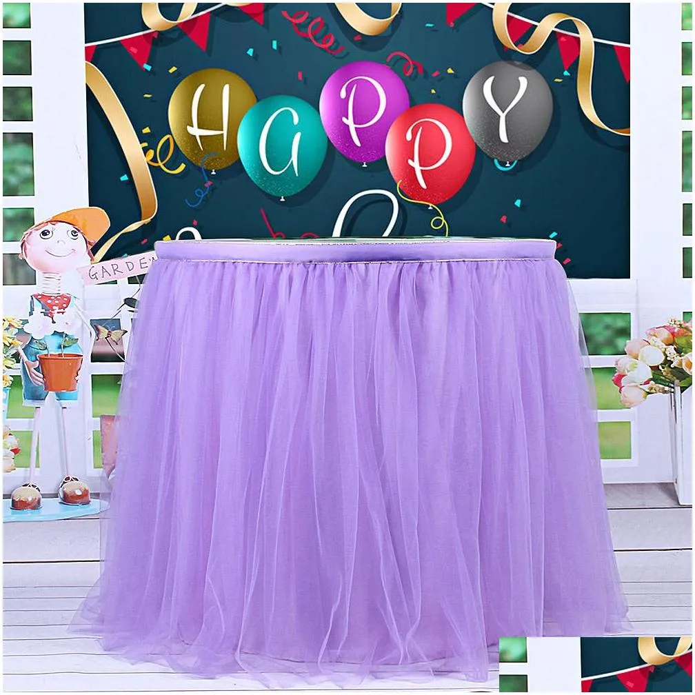 table skirt tulle tablecloth for party wedding home decoration diy tableware skirts tutu birthday textile1