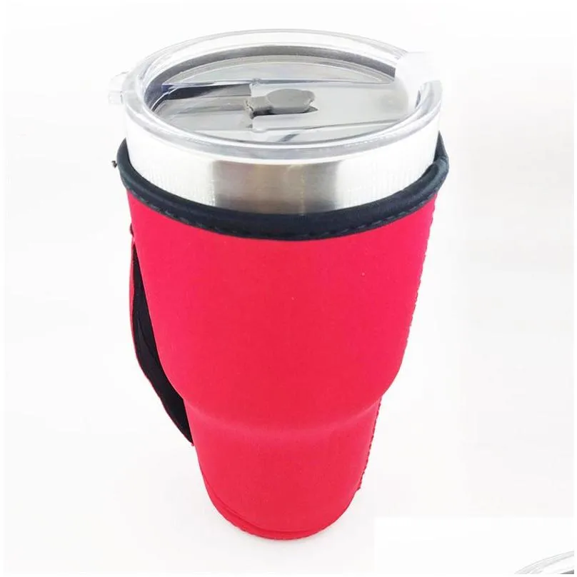 30oz tumbler sleeve 12 colors neoprene cup cover with carrying handle keep cool antize bag