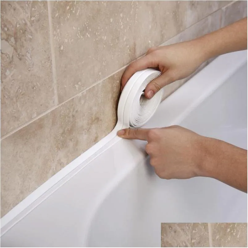 3 colors bathroom shower sink bath sealing strip tape white pvc self adhesive waterproof wall sticker for bathroom kitchen