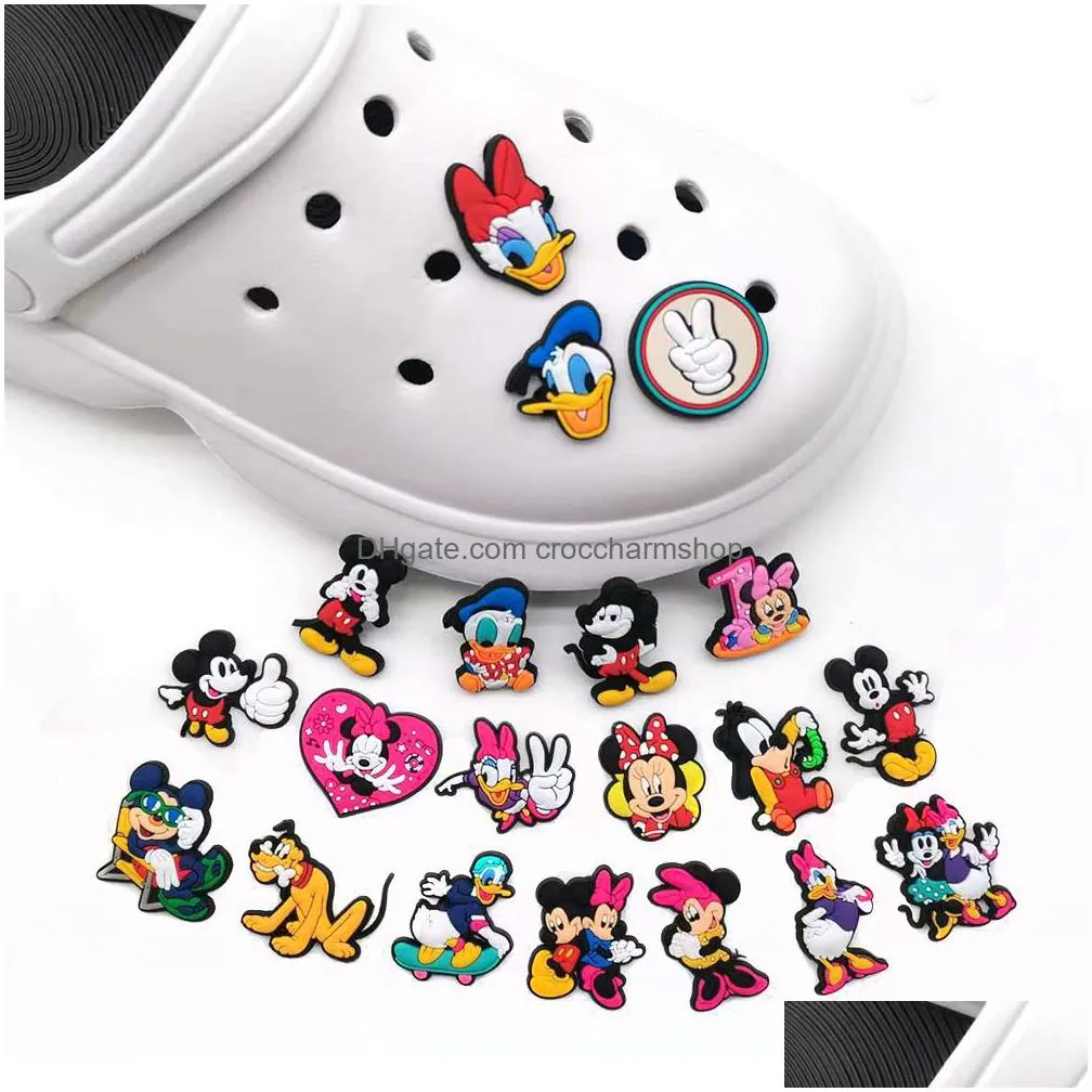 anime charms wholesale childhood memories mouse duck friends funny gift cartoon croc charms shoe accessories pvc decoration buckle soft rubber clog