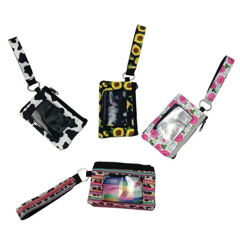 neoprene pouch passport cover id card holder party favor hand bag coin wallet with wristlet