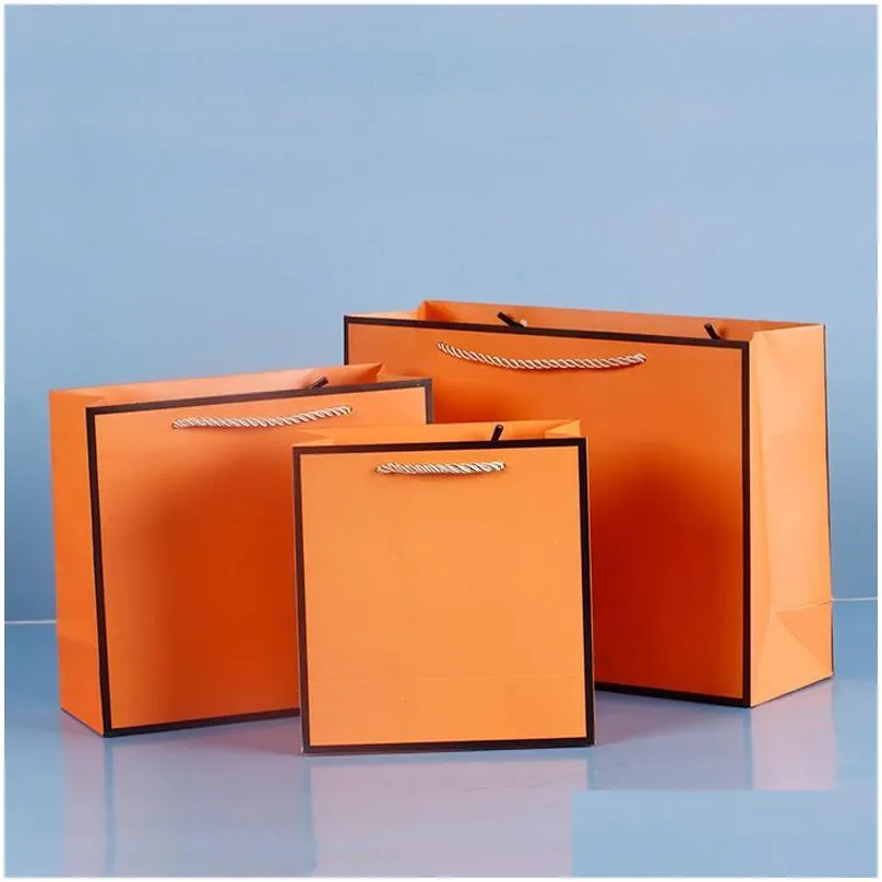 creative highquality orange gift bags for store clothes wedding christmas party supplies handbags wrap