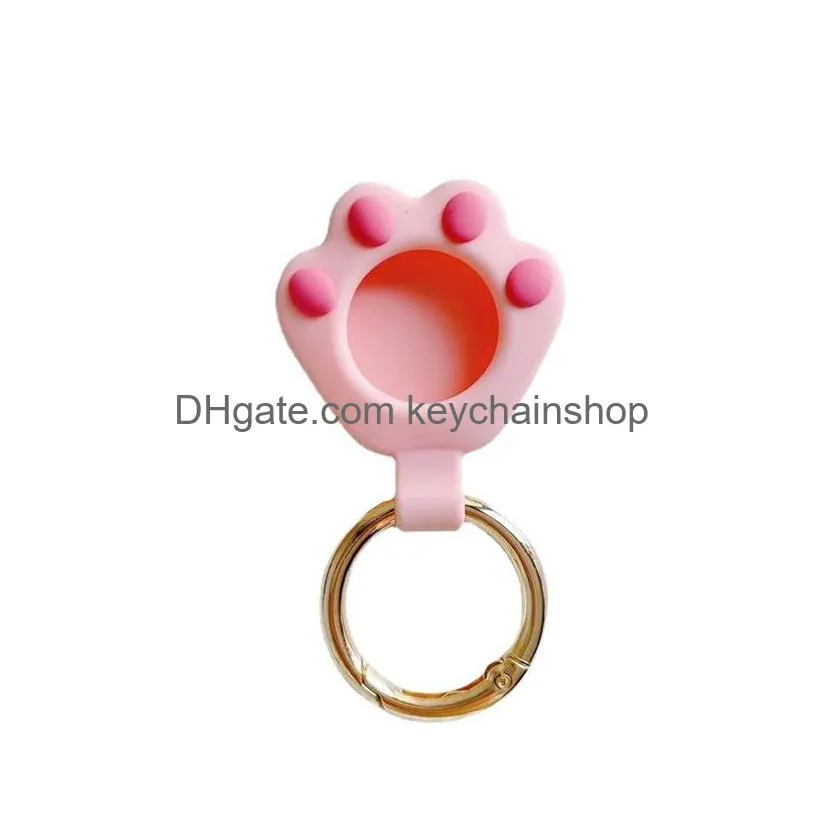 pet cat paw key rings airtags air tags locator tracker covers silicone protective case anti lost antiscratch fall device cartoon keychains bag charms