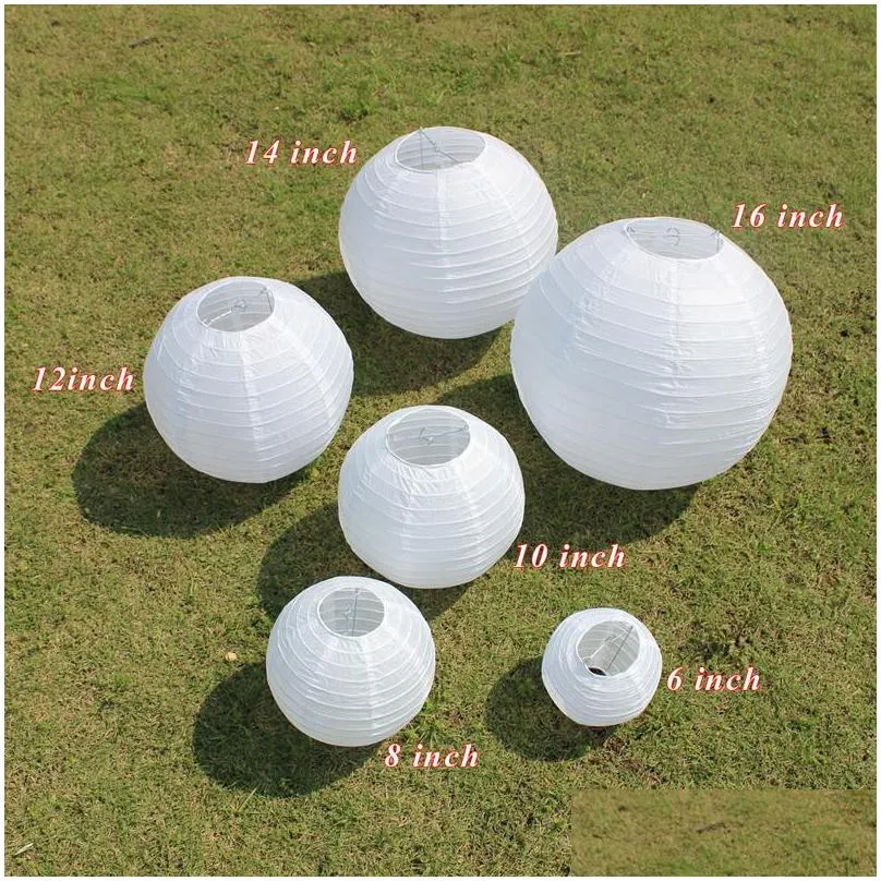 10pcs 6810121416 inch japen style round white paper lanterns lampion ball diy pattern for wedding festival party decoration1