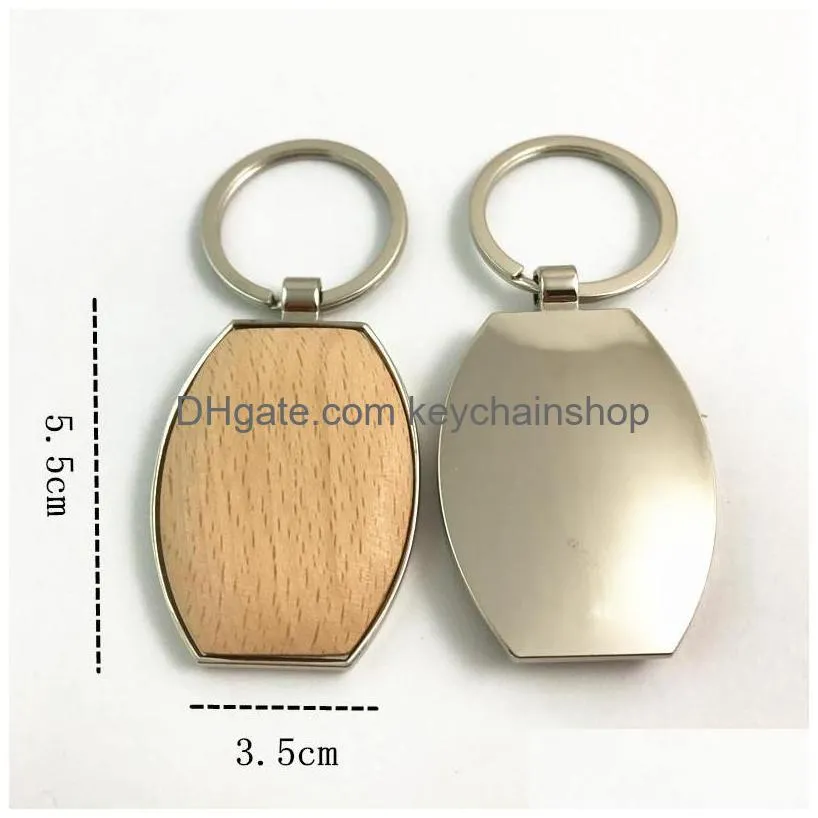 metal wood keychains key chain ring round heart rectangle simple diy blank wooden car key pendant holder fashion gifts keyrings