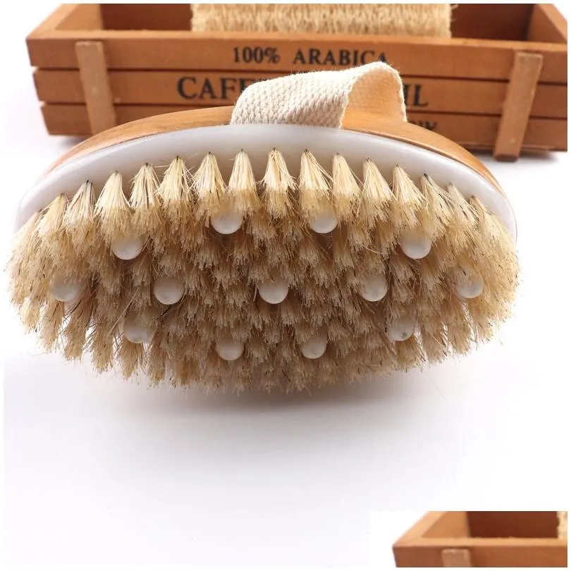 bath brush dry skin body soft natural bristle spa wooden bathing shower spa brushes without handle fy5034