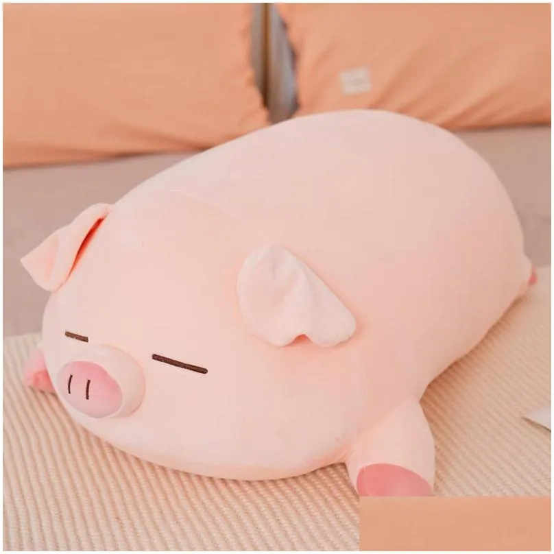 40/50/60/80cm squish pig stuffed doll lying plush piggy toy animal soft plushie pillow cushion kids baby comforting gift 220409