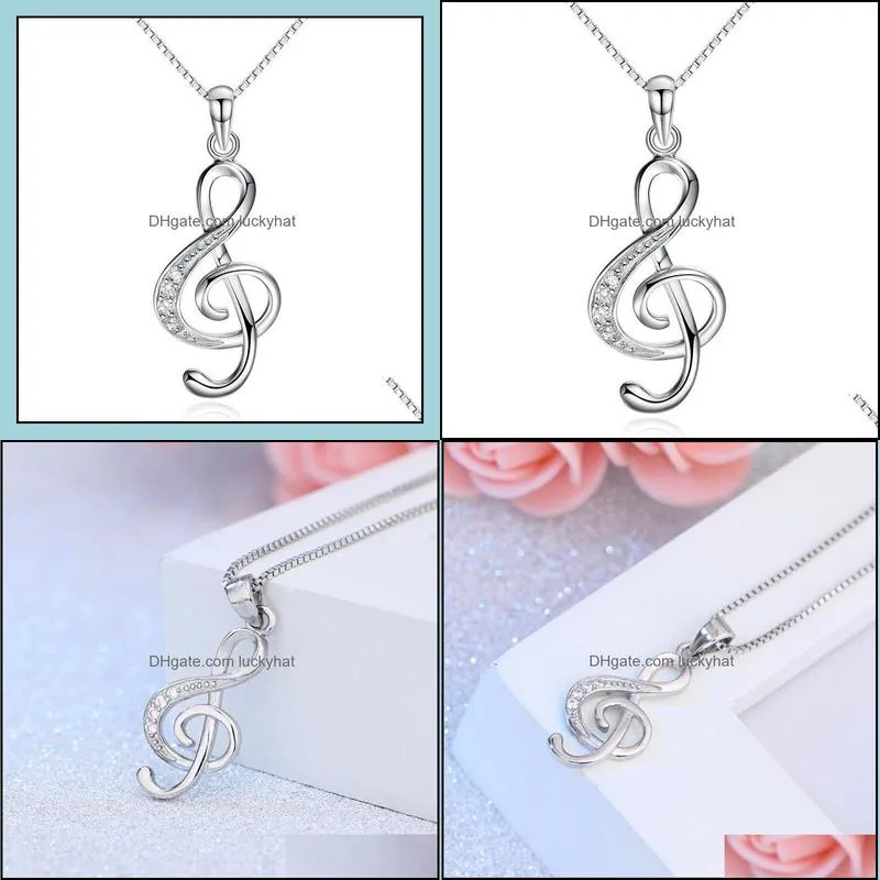 music symbol pendant necklace the main melody of love zircon necklace