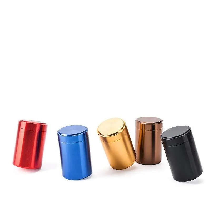 portable jar tea tin box titanium aluminum alloy small cylinder sealed cans 45x70mm coffee tea tin mini container storage boxes