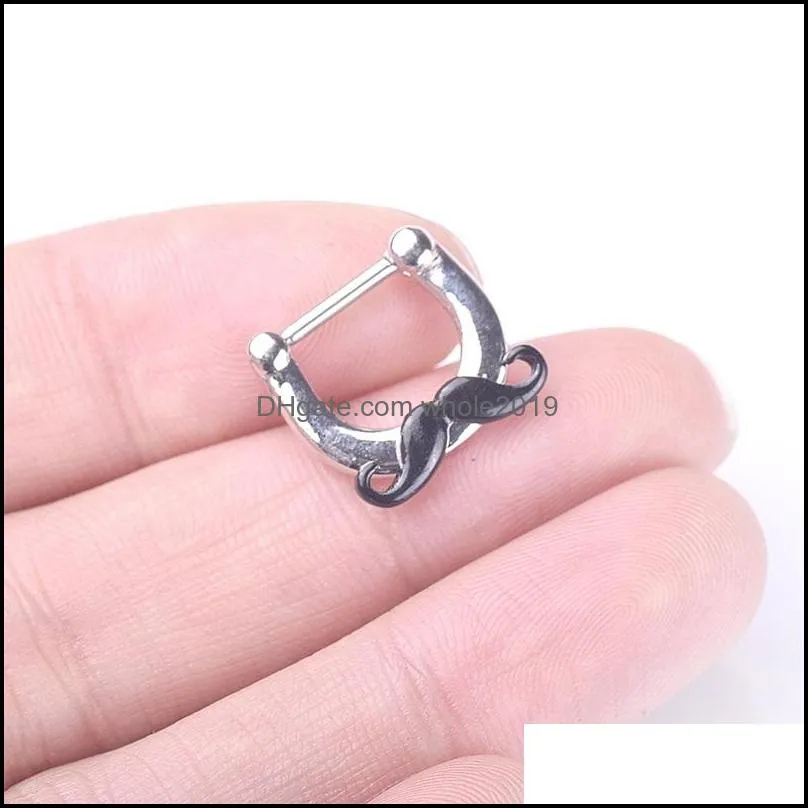 false noses stud beard stainless steel nose ring noseclip fashion trend nasal clip puncture jewelry ornament 3 5ll y2