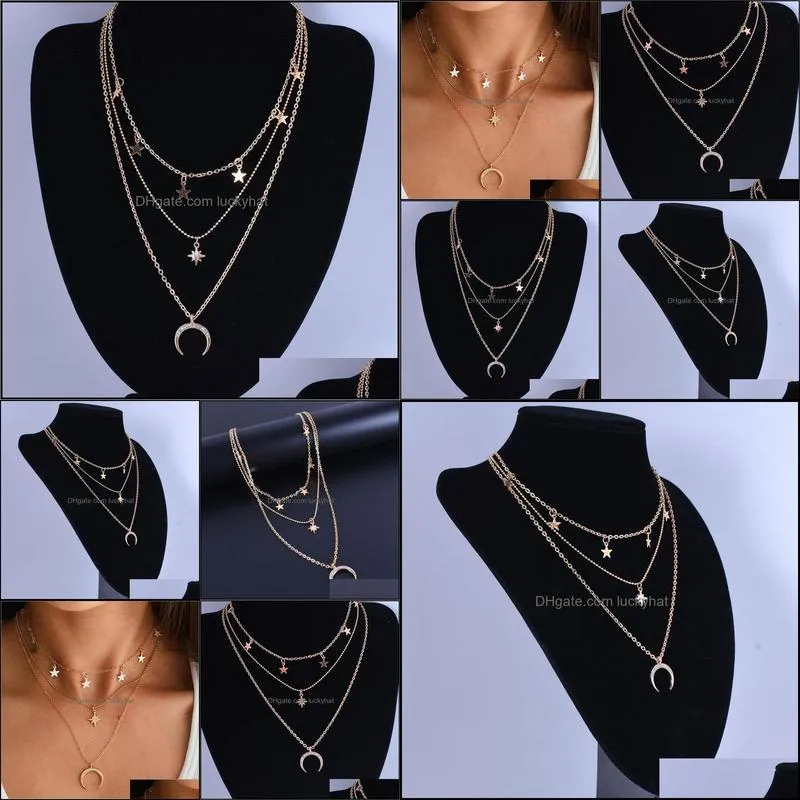 cheap price new bohemian fashion multilayer chain women pendant necklaces jewelry