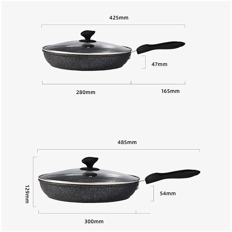 28/30cm frying pan use for gas induction nonstick coating 6 layers bottom no oilsmoke breakfast grill pan cooking pot1